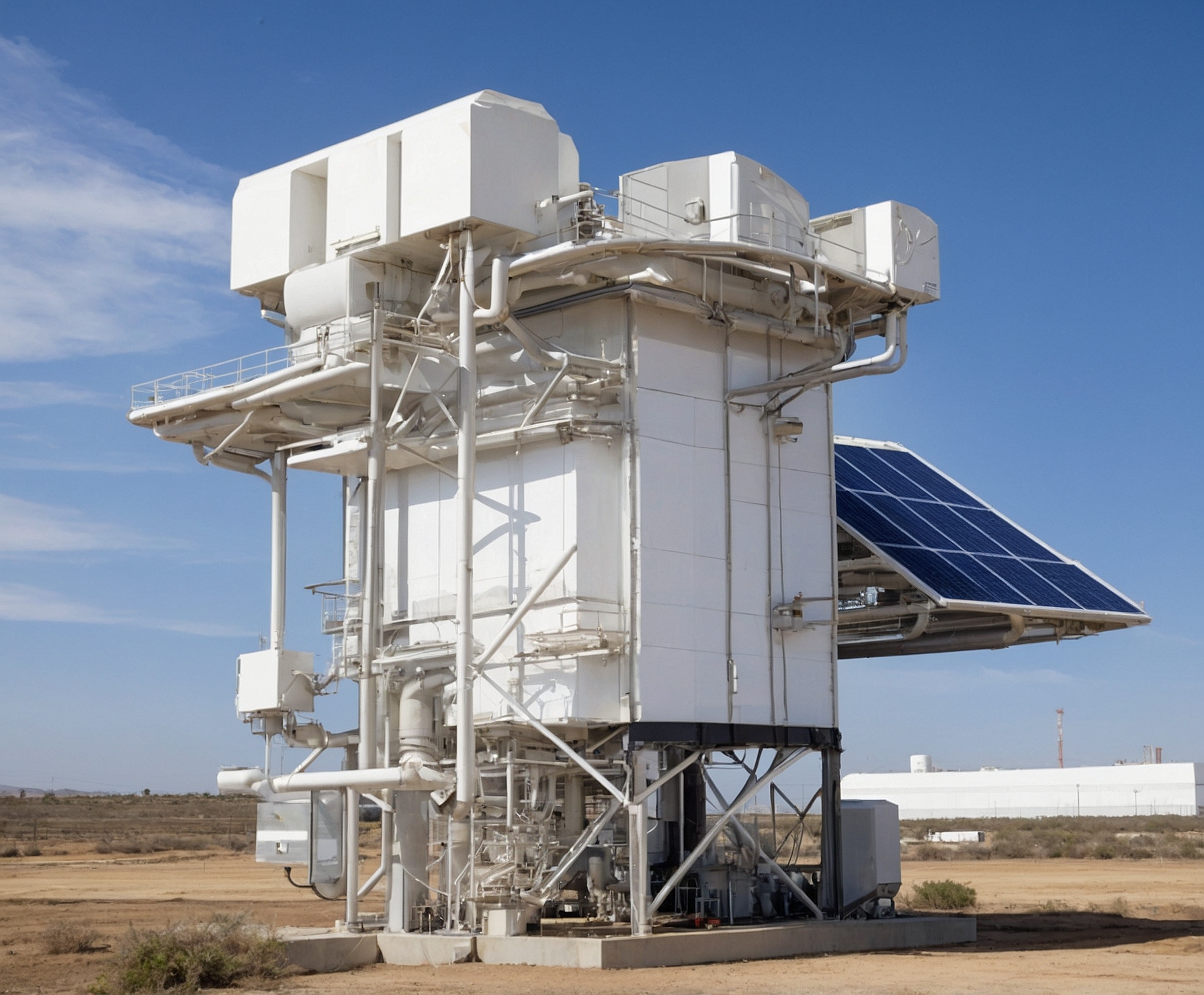 Planta de energía renovable con paneles solares.